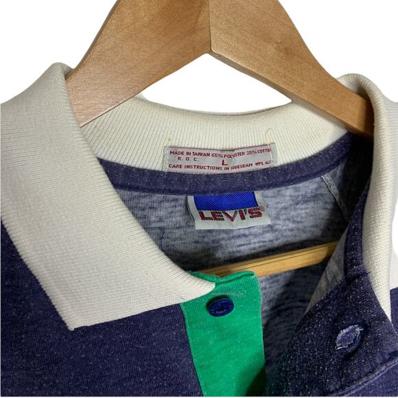 Levi's Vintage Polo Striped Short Sleeve Collar Shirt Large - Picture 2 of 4